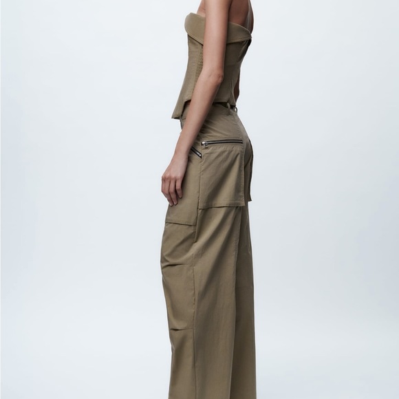 Zara Topstitched Zippered Pants and Bustier - Picture 2 of 3